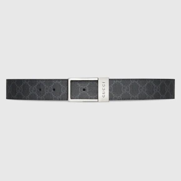 Gucci Black Gg Supreme Men's Belt Square Buckle 722370 90/38 - Picture 2 of 10